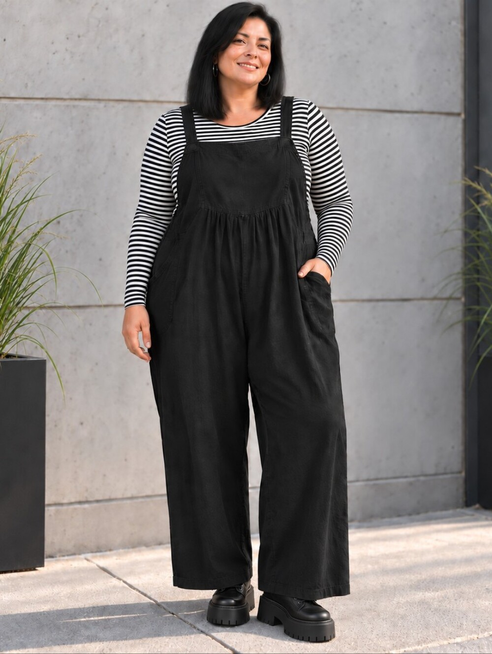 Old Navy Black Wide-Leg Corduroy Overalls Jumpsuit